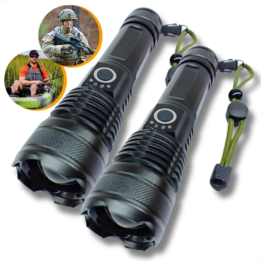 Kit 2 Lanternas Super Potente T9 Tática Mais Forte Do Mundo Recarregável USB em Oferta na Shopee