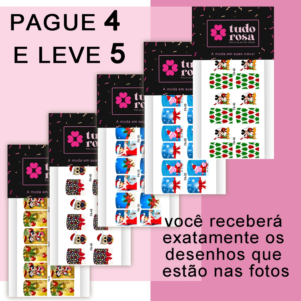 kit 5 cartelas com 12 unidades NATAL total 60 UND mickey minnie peppa frozen