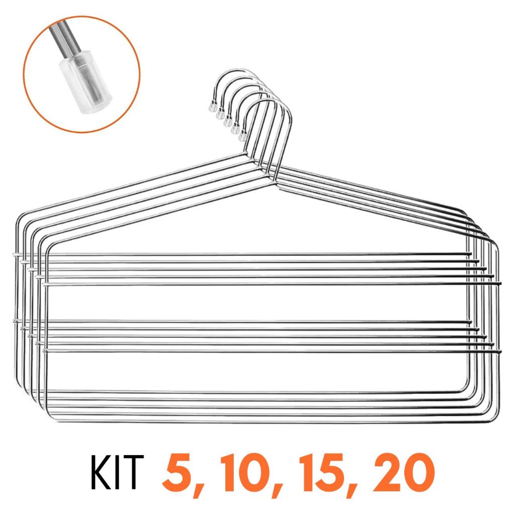 Cabides Calça Triplo Aço Cromado Metal Calceiro Adulto Cabide Criança Resistente Promoção em Oferta na Shopee