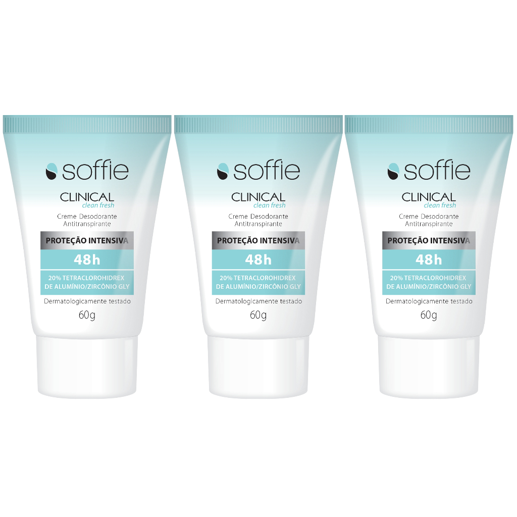 Kit com 3 unidades - Soffie CLINICAL 48h - Clean Fresh