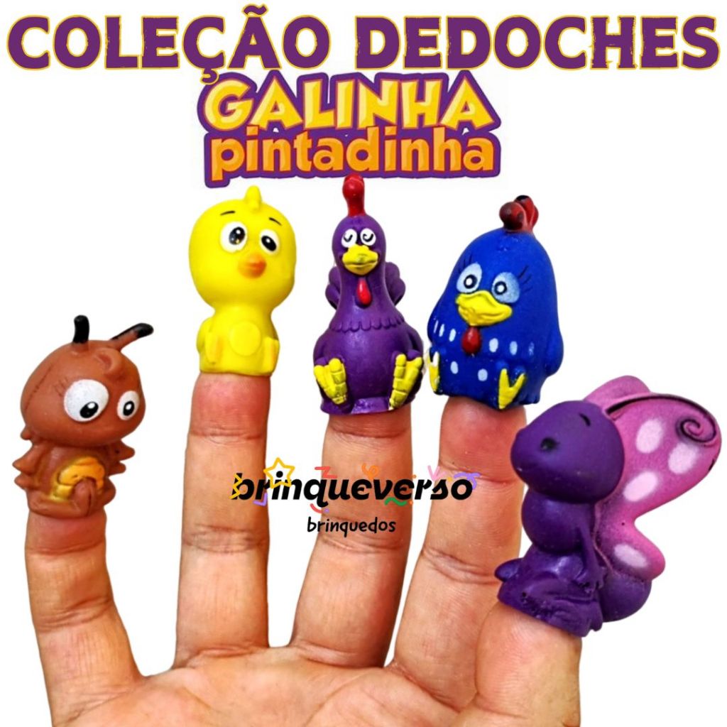 Coleção Galinha Pintadinha. 5 UN Dedoches Sem Repetição de Personagens. Colecao. Brinquedo Barato