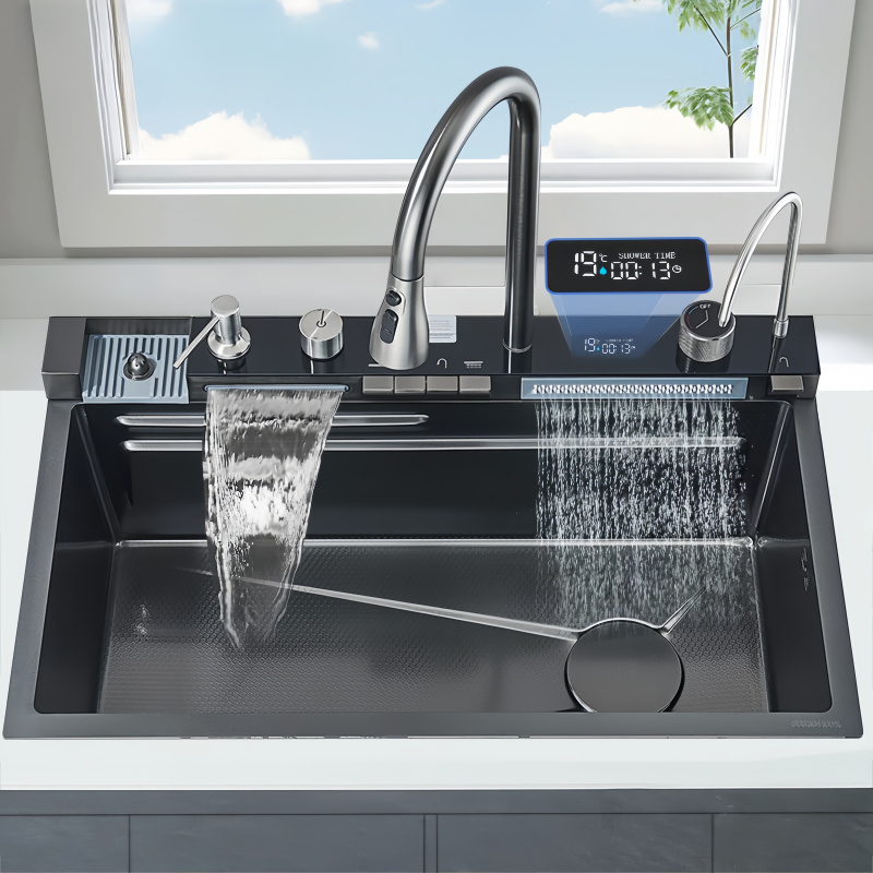 Kit Cuba Cozinha Gourmet Luxo Aço Inox Cuba De Pia De Cozinha Com Acessórios Conjunto De Torneiras Cinza Nano 75X46X21Cm em Oferta na Shopee