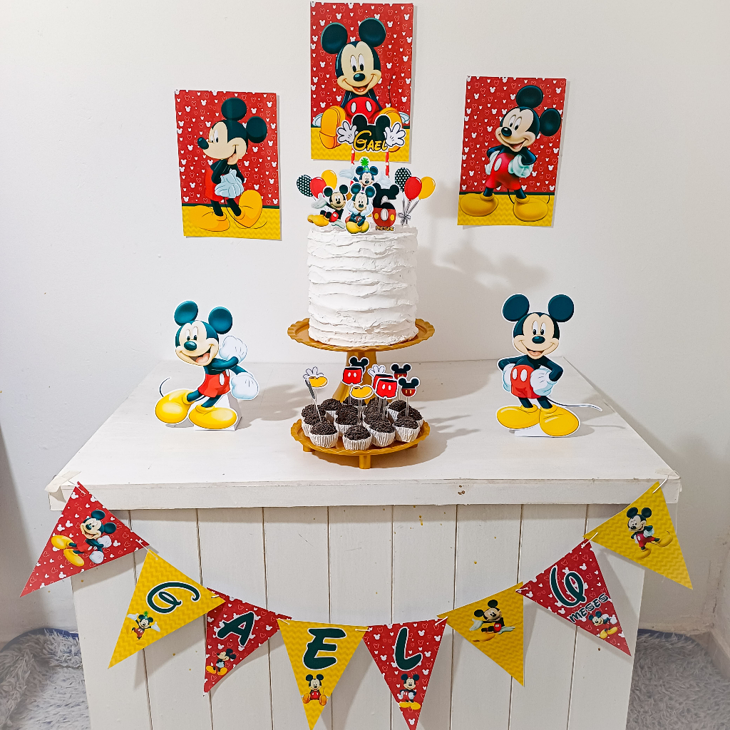 Kit Festa Mickey Personalizado Só Um Bolinho Festa em Casa Aniversário Infantil adulto Mesversário  lembrancinha