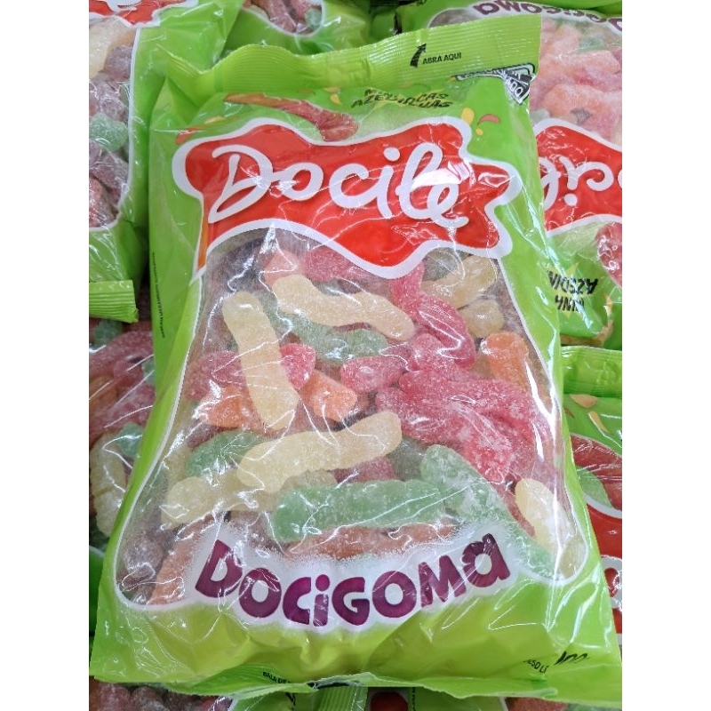 bala de goma minhoca azedinha 900g docile