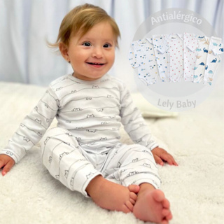 Kit 6 Peças Bebê Pagão Canelado Longo 100% Algodão 3 Body + 3 Calças Estampas Sortido em Oferta na Shopee
