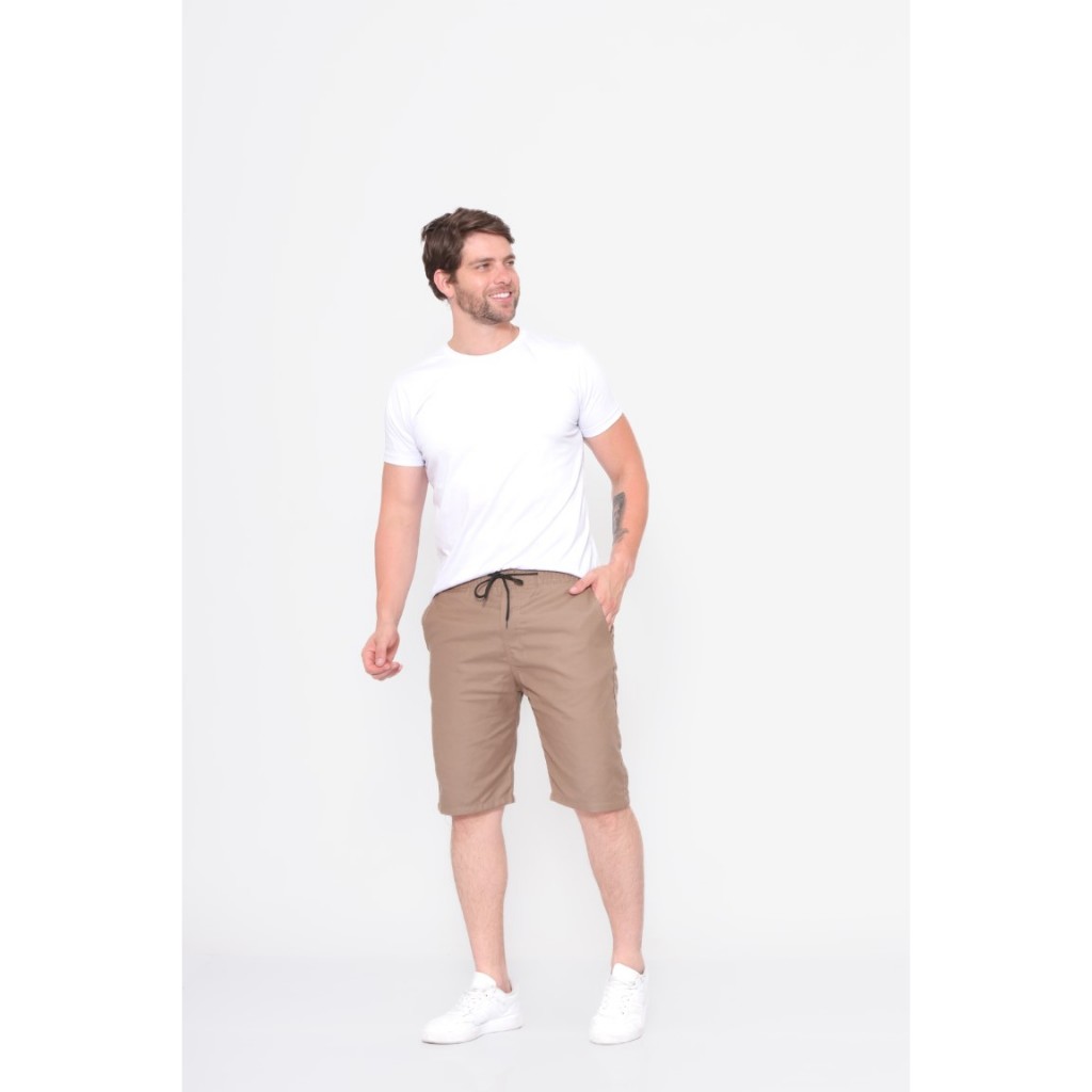 Bermuda  Masculina De Sarja Short Com Elástico Pronta Entrega