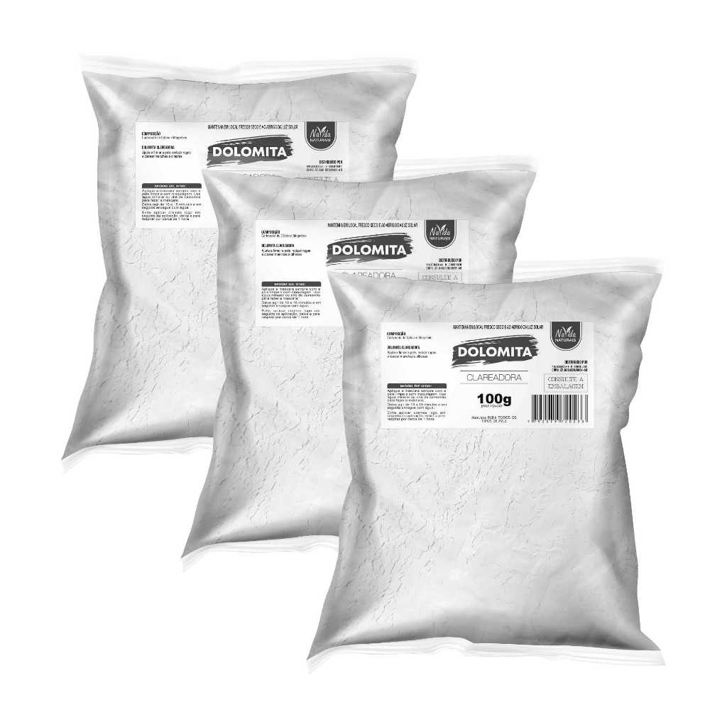 Dolomita Clareadora 100g Kit 3 Unidades skincare Máscara Facial Navida