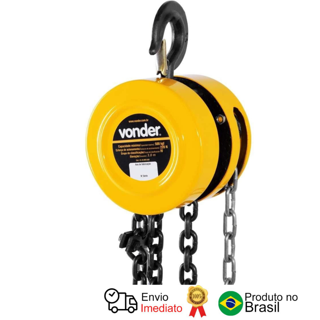 Talha Manual 0,5 Toneladas Elevação 3M Vonder