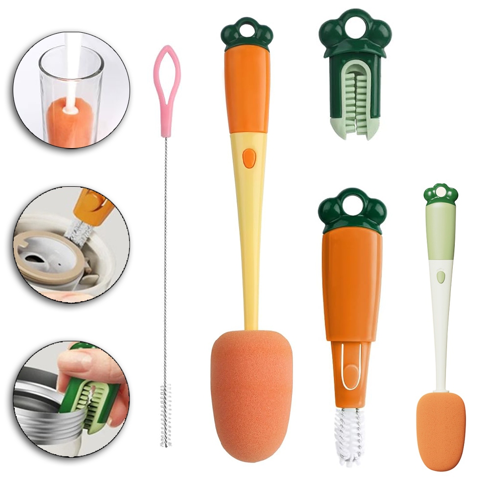 Escova multifuncional lava mamadeira / copo / garrafa de esponja / bucha e plástico / silicone 3 em 1 em Oferta na Shopee