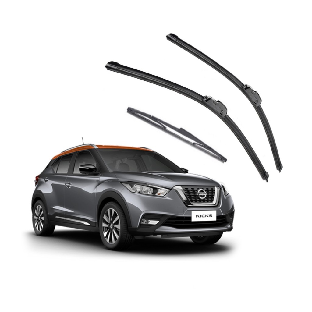 Kit 3 Palhetas Limpador Parabrisa Dianteiro Traseiro Nissan Kicks 2016 2017 2018 2019 2020 2021 2022