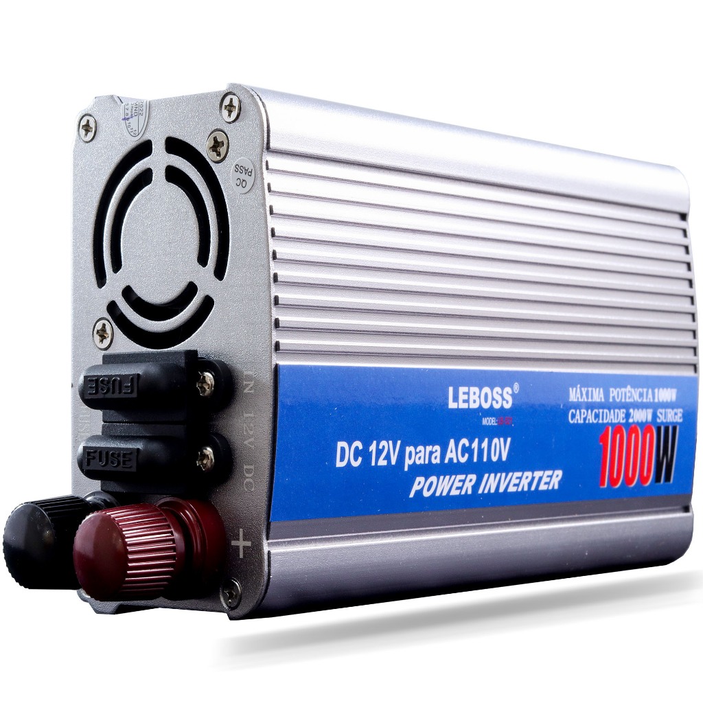 Inversor Tensão Automotivo 1000W DC 12V Para AC 110V Conversor Transformador 60Hz Alimentação AC
