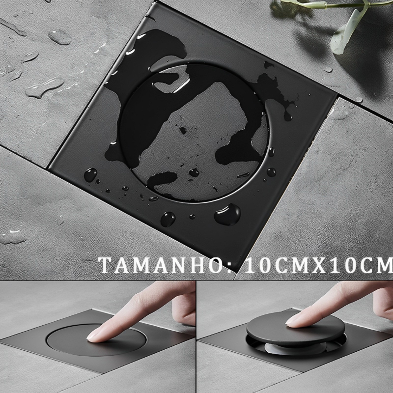 Ralo Click Inteligente Quadrado 10x10 cm a 15x15 cm para Banheiro, com Sistema Antiodor em Oferta na Shopee