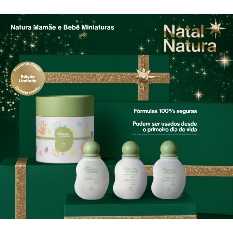 kit Presente Miniatura Mamãe e Bebê Água de colônia + Sabonete líquido + Hidratante Corporal 50ml cada