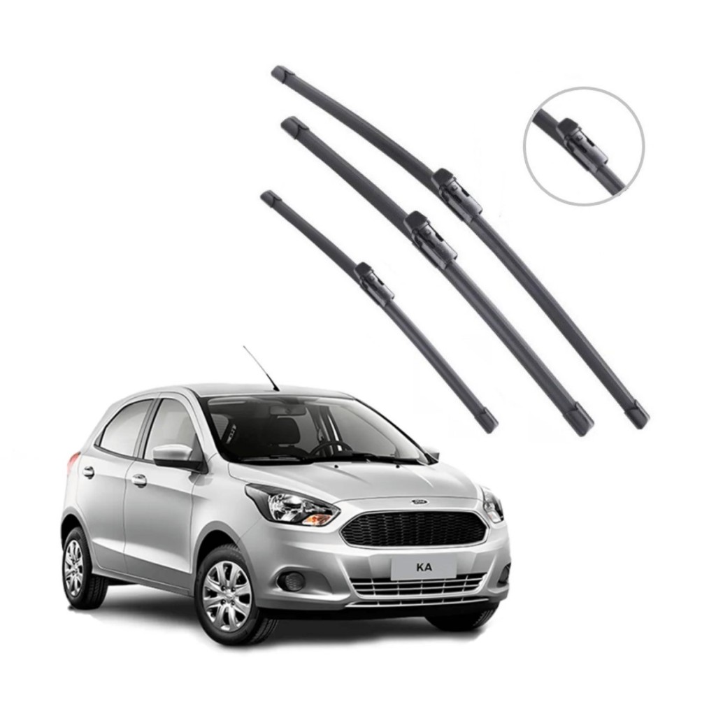 Kit Palhetas Limpador Parabrisa Dianteiro traseiro Novo Ford Ka 2015 2016 2017 2018 2019 2020 2021
