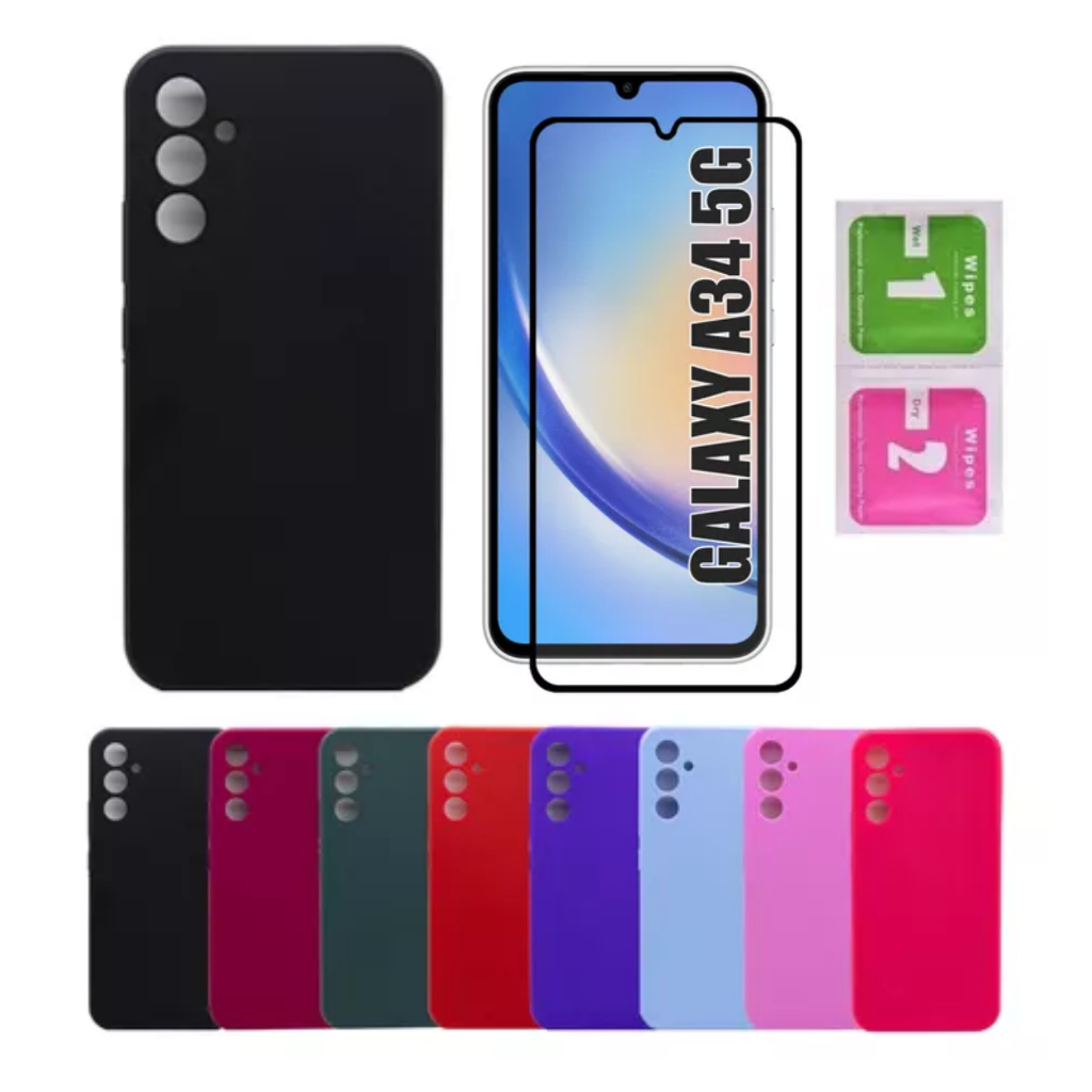 Pelicula Vidro 3D Samsung A34 + Capinha Aveludada Colorida Capa em Oferta na Shopee