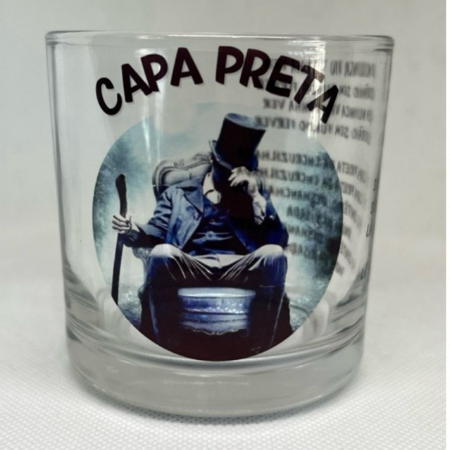 COPO DE BEBIDA E WISKY EXU CAPA PRETA PONTO 260ML VIDRO - UMBANDA QUIMBANDA E CANDOMBLÉ - OFERTÓRIO
