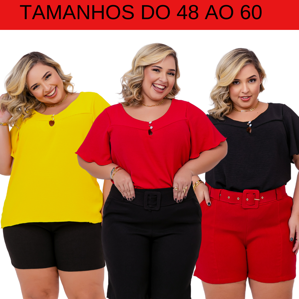 Blusa Plus Size Feminina com Botões.