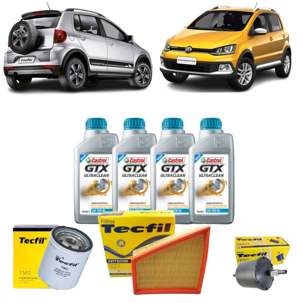Kit Troca De Oleo E Filtros VW Crossfox 1.6 15w40 Castrol Semisintetico Revisão Original em Oferta na Shopee