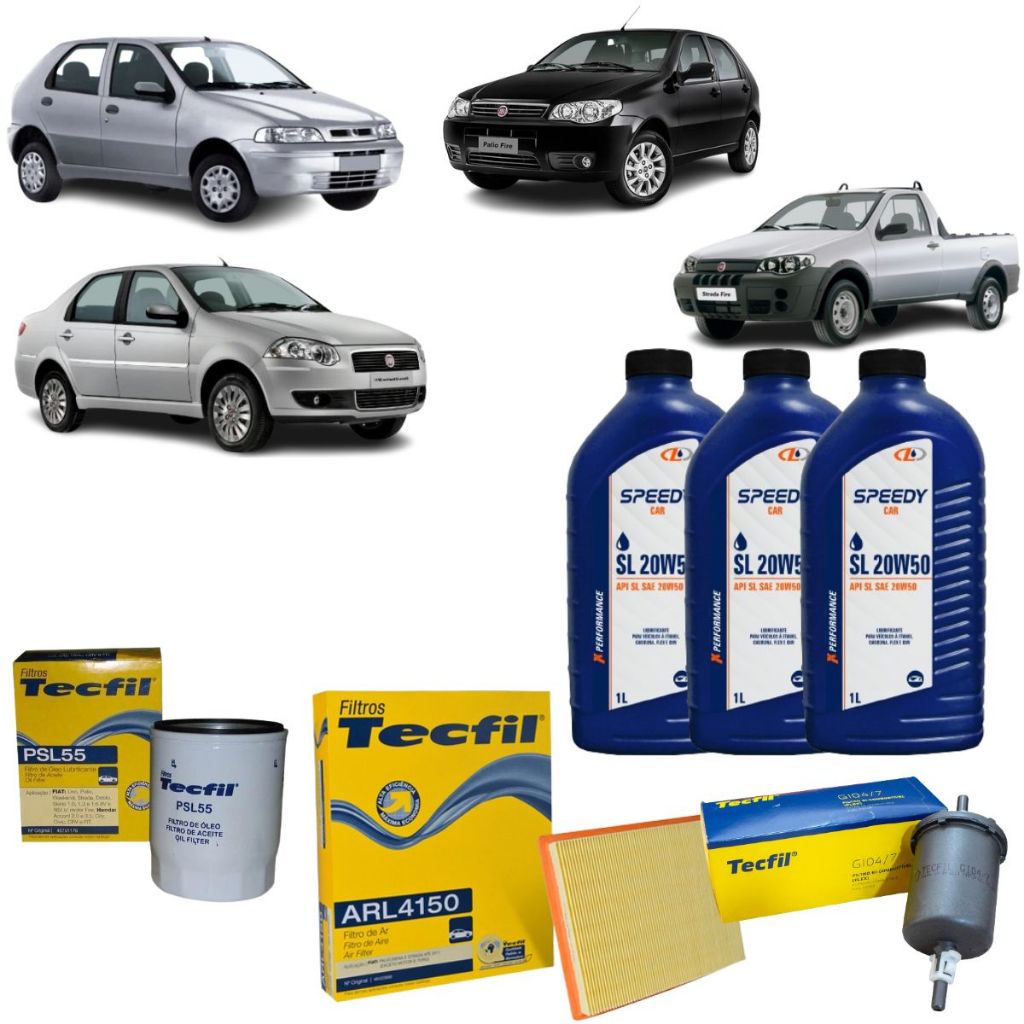 Kit Troca De Oleo Fiat Siena Palio 1.0 Strada Idea Fiorino Palio Weekend 1.4 Fire 20W50 Mineral