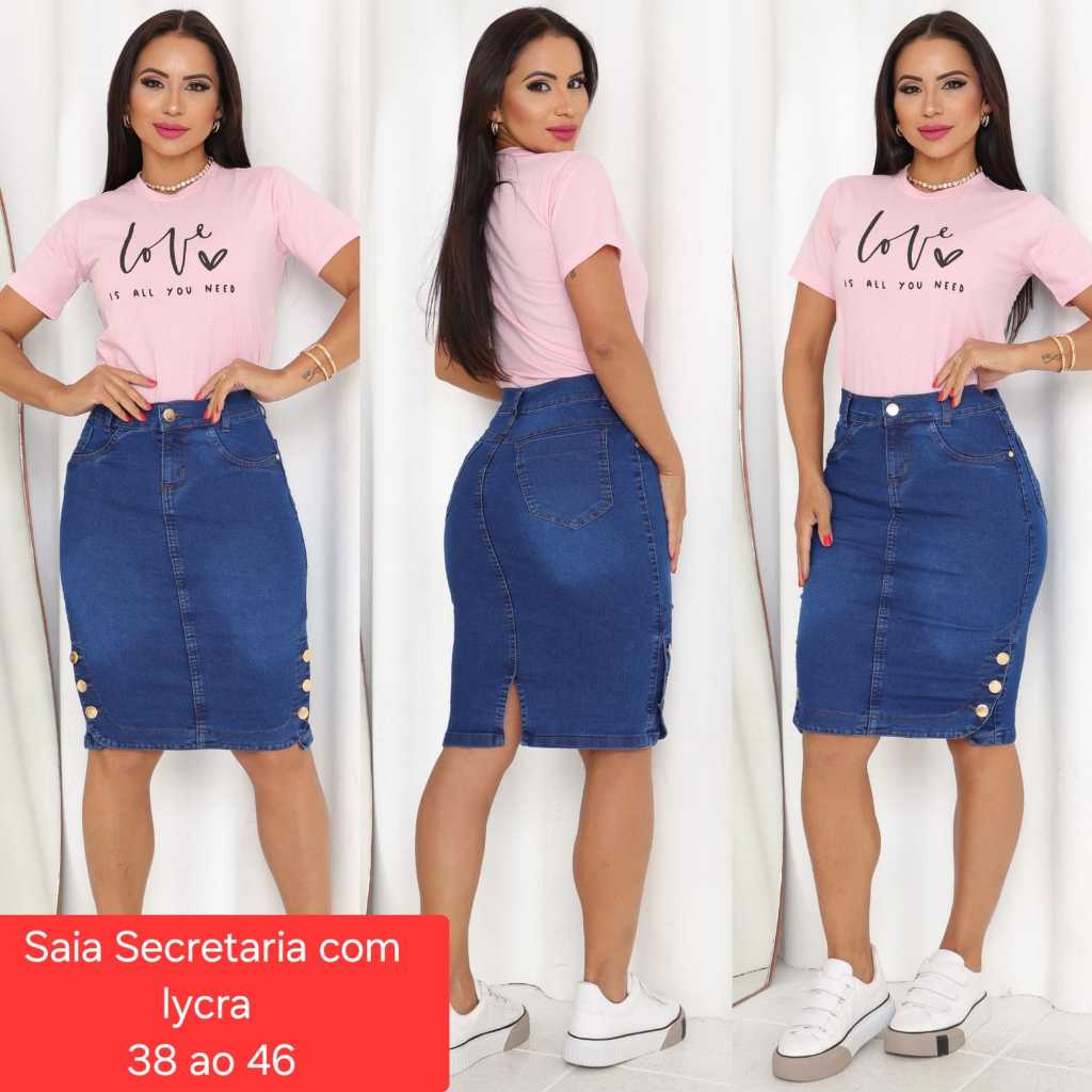 Saia Jeans Feminina Moda Evangelica