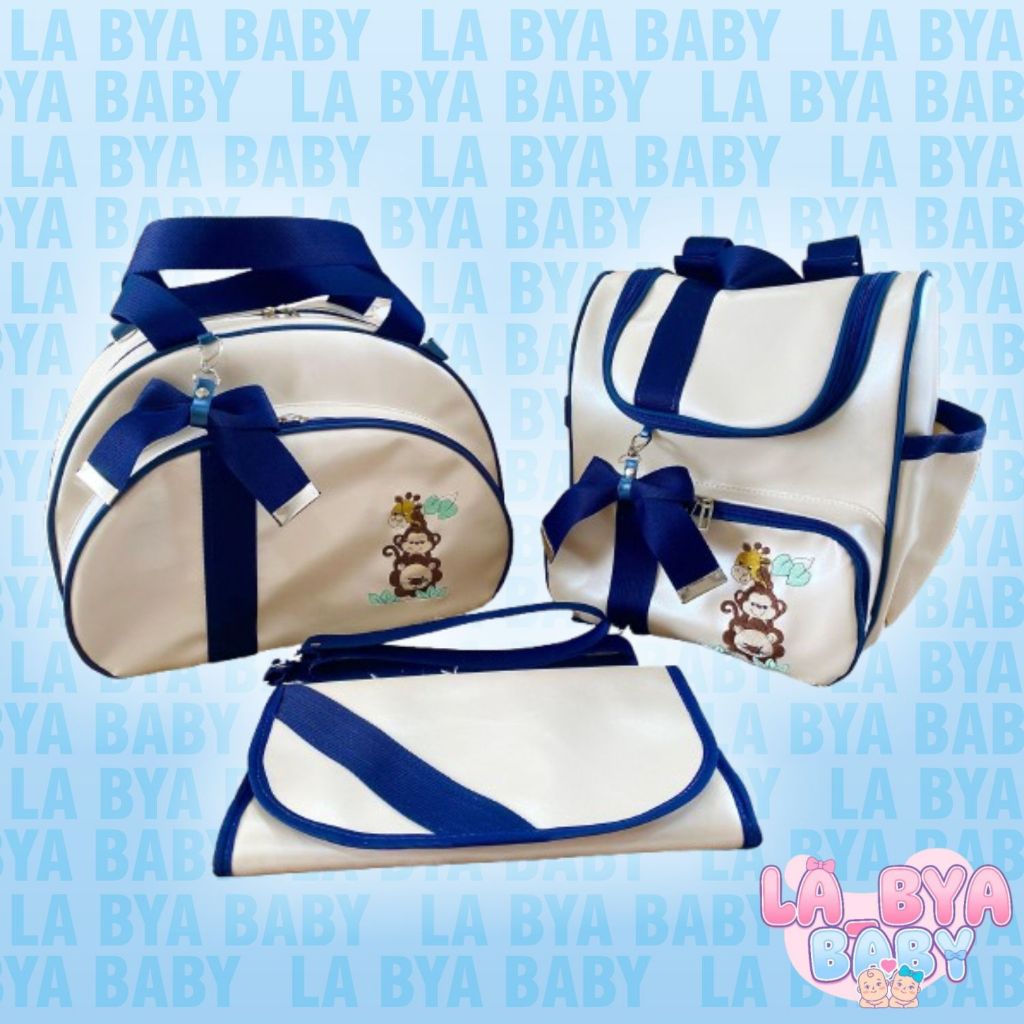 Kit Maternidade Urso Rei Luxo com Bolsa, Mochila e Trocador (Bege/Marinho)