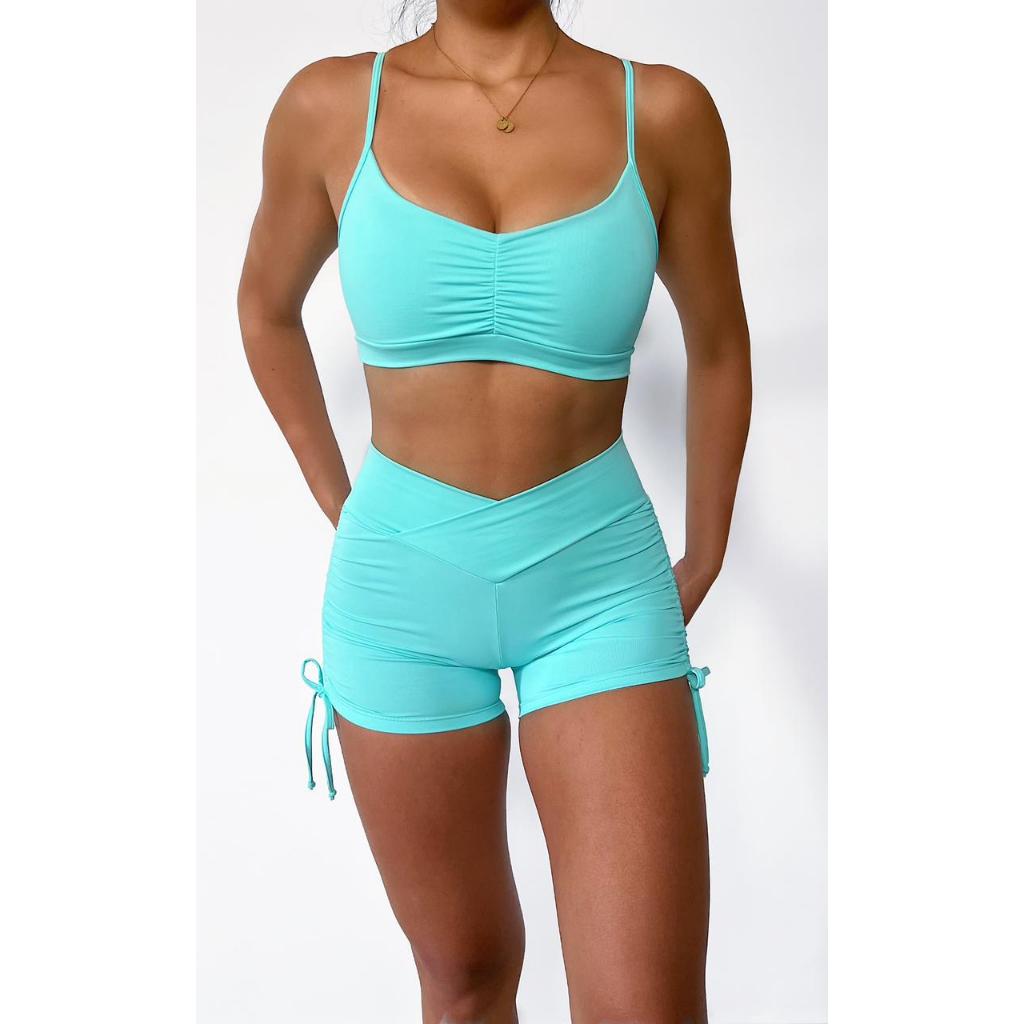 Conjunto Academia Top + Shorts Fitness em Poliamida, com empina bumbum em Oferta na Shopee
