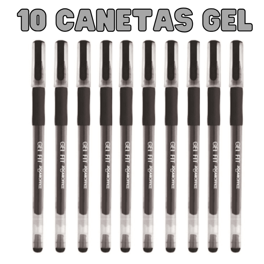 Caneta Gel Fit 0.6 -  Preta Jocar Office- 10 Canetas em Oferta na Shopee