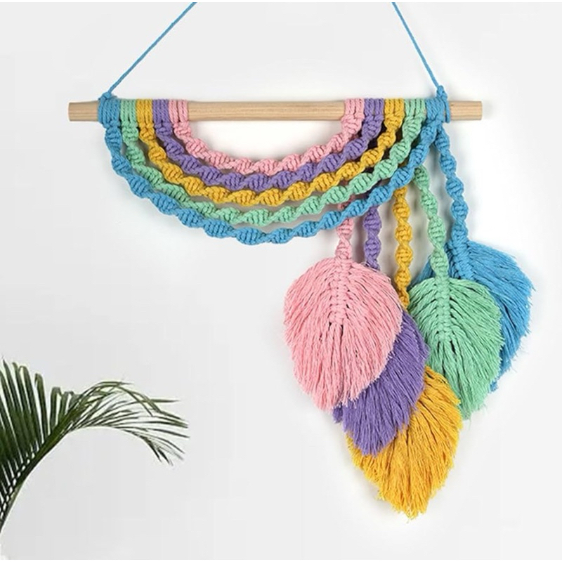 Painel macrame arco iris candy color