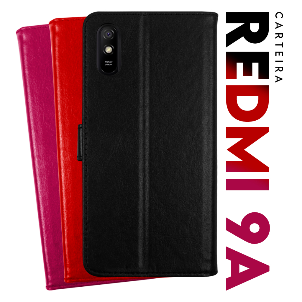 Capa Case Capinha Carteira Flip Cover Couro Sintético PRETA Xiaomi Redmi 9a 9i 9a Sport 9i Sport 6.53 Cell in Power25 em Oferta na Shopee