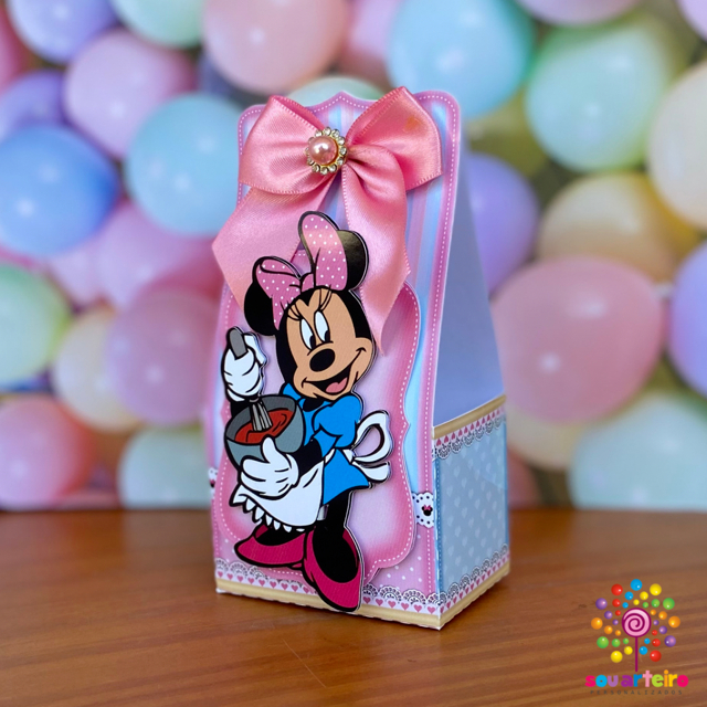 Caixa Sacolinha 10 20 30 40 peças Lembrancinha Confeitaria Minnie  aniversario Personalizados Decoração Festa Infantil