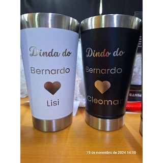 Kit 2 Copos 473 ML + Abridor Personalizados a Laser Dindos Padrinhos