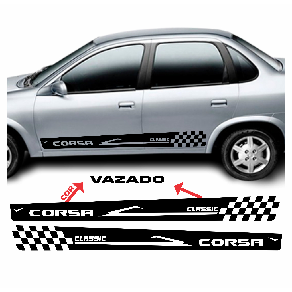 Adesivo Corsa Classic Vazado Faixa lateral wind classic fire