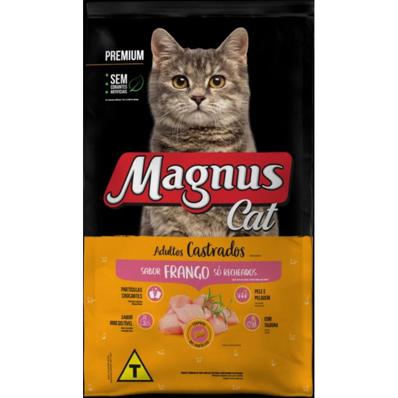 1,5kg a Granel Pastelzinho/Nuggets Recheado, Magnus Cat Premium, gatos castrados sabor Frango Só Pastelzinho / Nugg Rech
