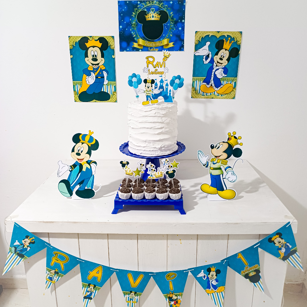 Kit Festa Mickey Príncipe Personalizado Só Um Bolinho Festa em Casa Aniversário Infantil adulto Mesversário