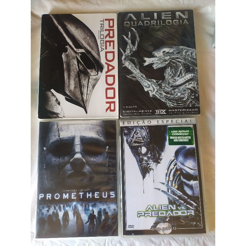 kit dvds franquias alien e predador 9 filmes 10 discos