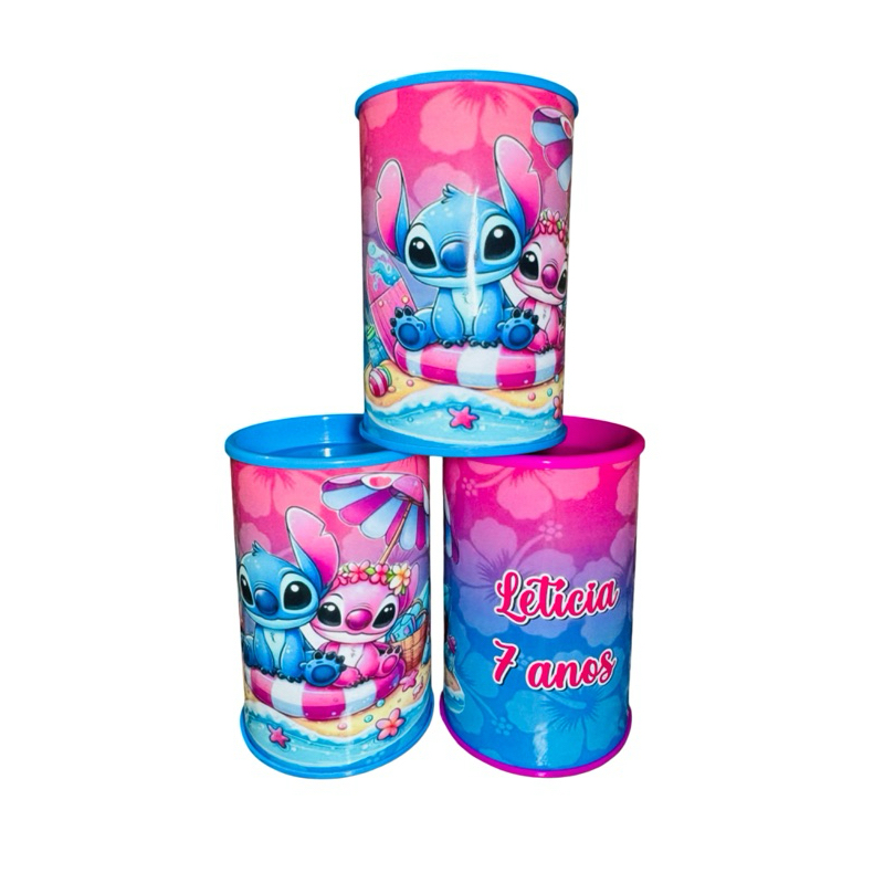 10 Cofrinho porta moeda Personalizado Stitch e Angel