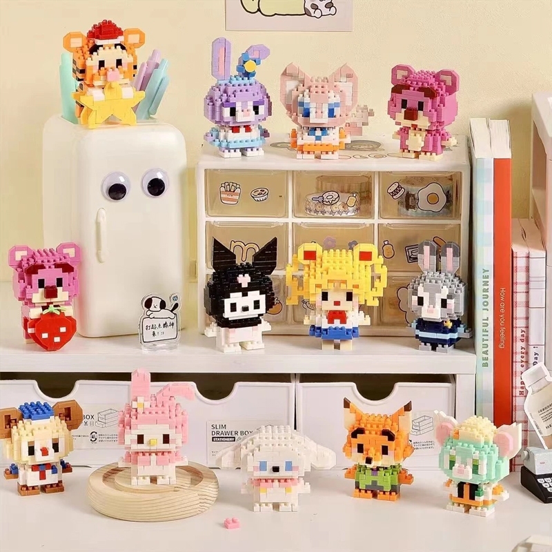 blocos de montar bob esponja Montáveis e Colecionáveis petit block Stitch Mario Pikachu 24- Personagens