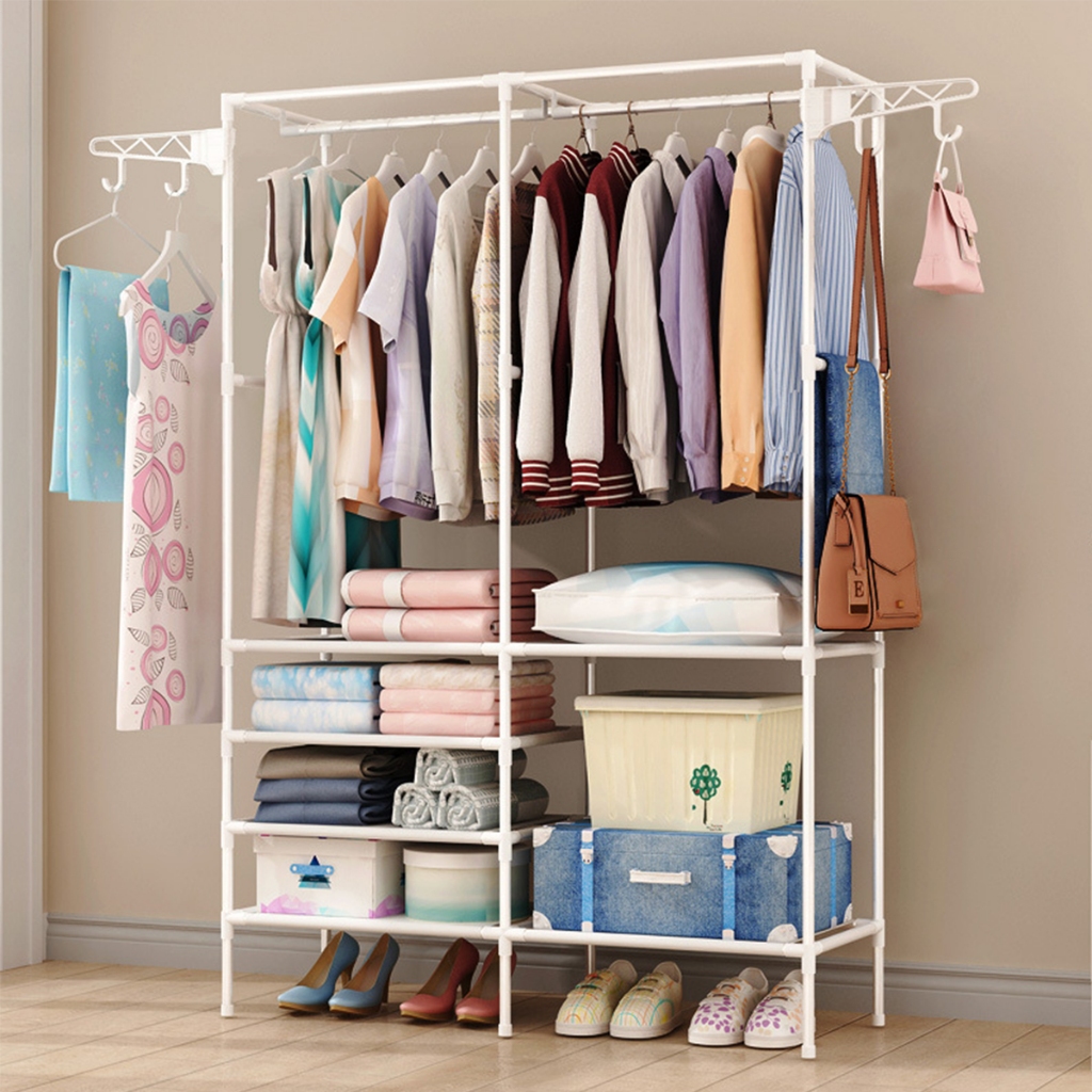 Guarda Roupa Portatil Arara Multifuncional Desmontavel cor：Branco
