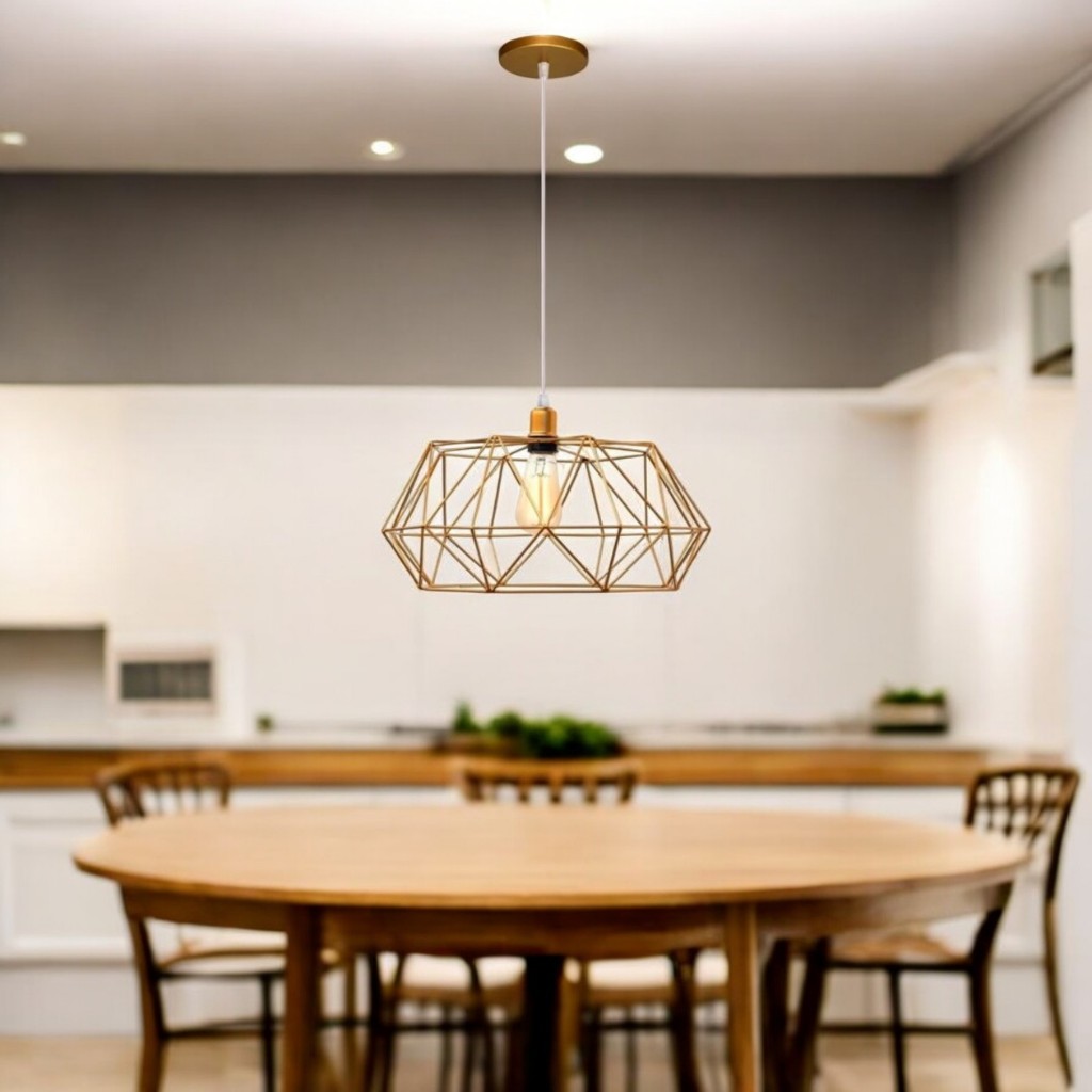 Pendente Luminária Aramado Estádio Fio Cristal  Luminária Lustre Retrô Vintage Balcão Industrial