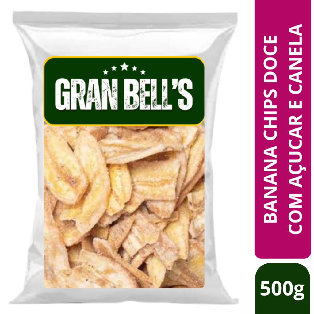 Banana Chips Doce com Açúcar e Canela Artesanal GRAN BELL'S 500g