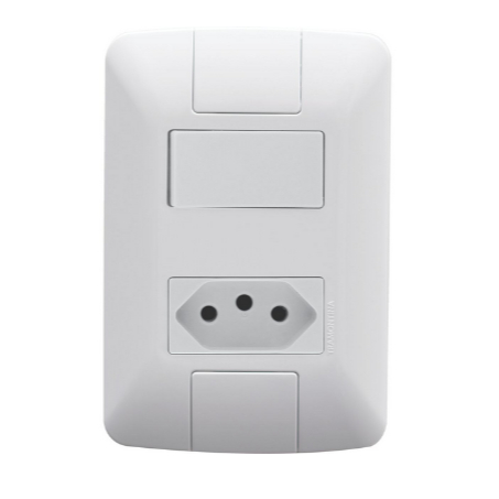 Conjunto 4x2 com 1 Interruptor Paralelo 6 A 250 V e 1 Tomada 2P+T 10 A 250 V Tramontina Aria Branco