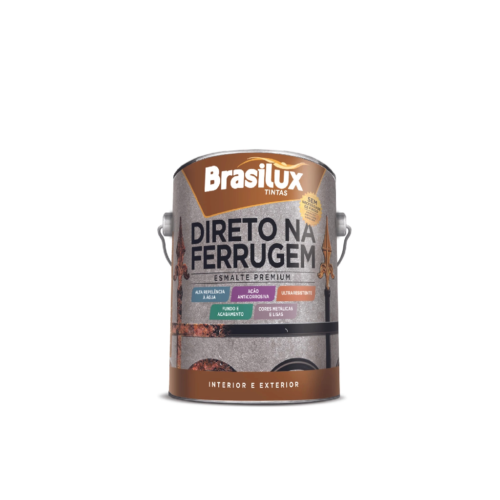 Detalhes do Tinta Direto na Ferrugem  3,6 Litros Esmalte  Brasilux 3 em 1 Várias Cores