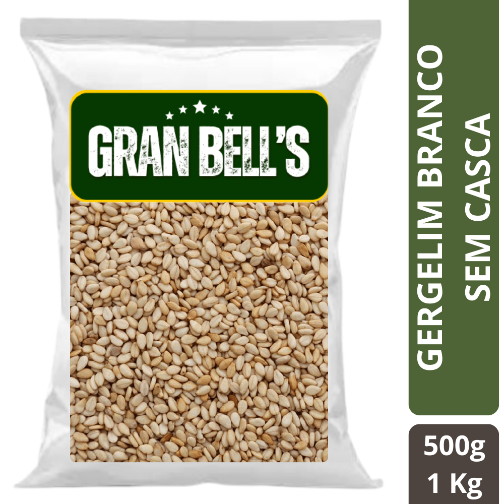 Gergelim Branco Sem Casca GRAN BELL'S 1kg Rico em Cálcio Fibras Ideal para Sushi Pães Saladas e Receitas Fit