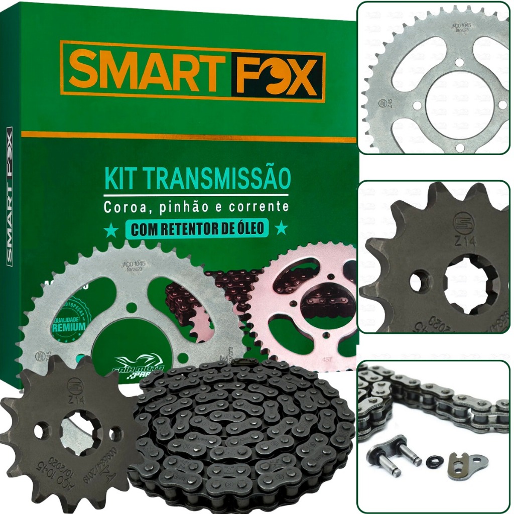 Kit Relação Ybr 125 Factor 125 Transmissão Aço 1045 Com Retentor