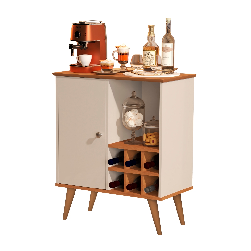 buffet para sala com adega vinho para 6 garrafas e prateleira em MDP Aparador Adega Prateleiras e 6 nichos para garrafas em Oferta na Shopee