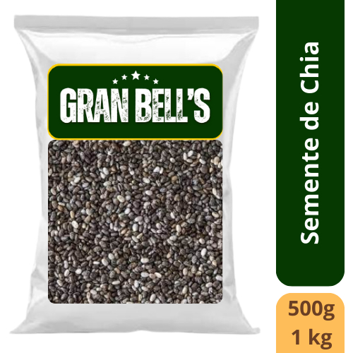 Semente de Chia 1kg Premium GRAN BELL'S - 100% Pura Natural Rica em Ômega 3 e Fibras para Dieta e Saúde
