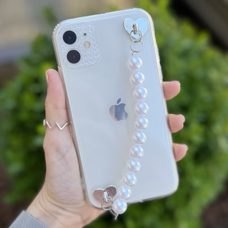 Corrente De Pérolas Alça Para Celular Com Fixador De Coração em Oferta na Shopee