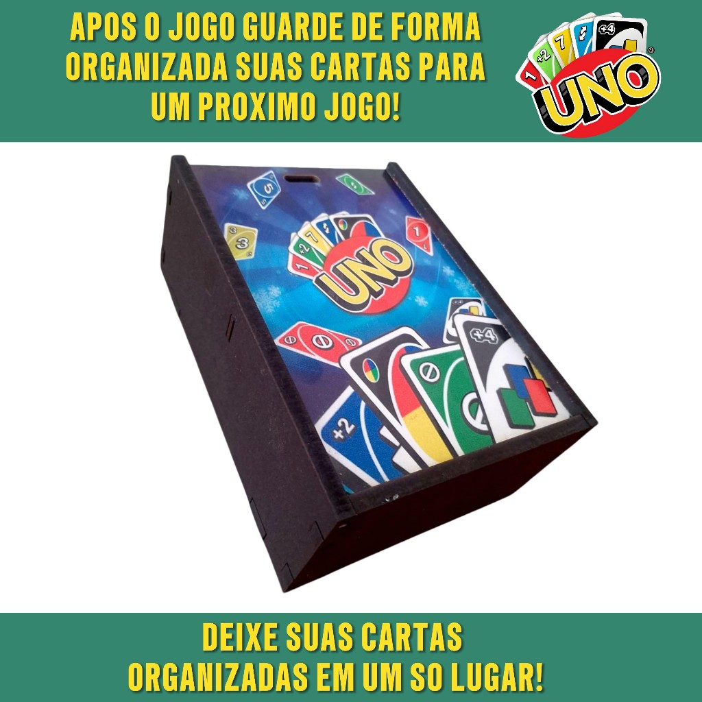Box Caixa Guardar Baralho Uno Minimalista, Uno Flip, Uno Flex Sleeves