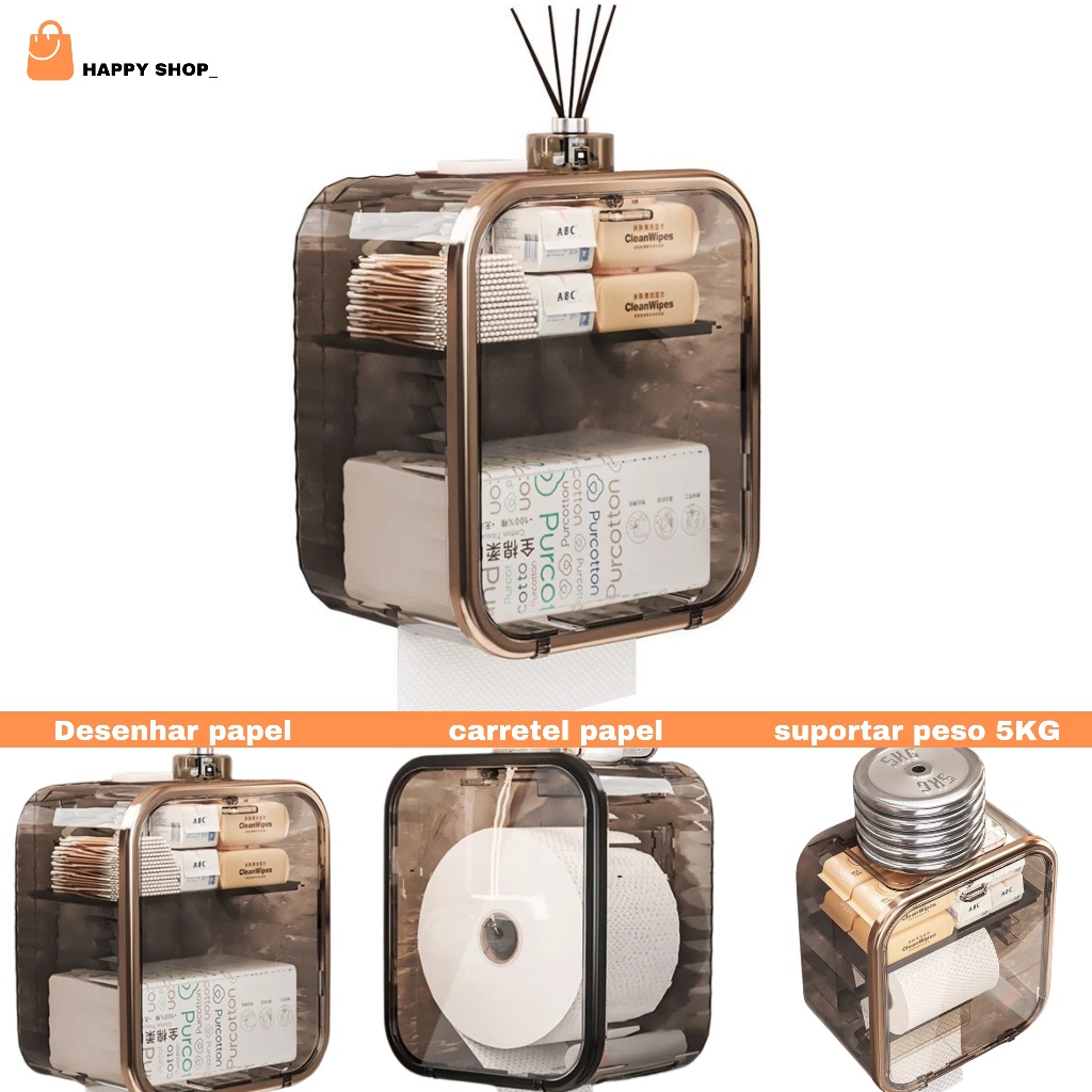 Caixa para Banheiro armazenamento papel higiênico em Oferta na Shopee