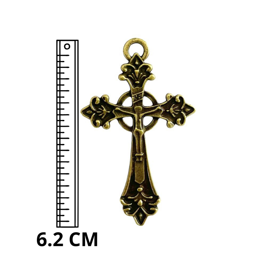 Crucifixo Grande para Terços e Rosários - Ouro velho - 1, 5 ou 10 unidades em Oferta na Shopee